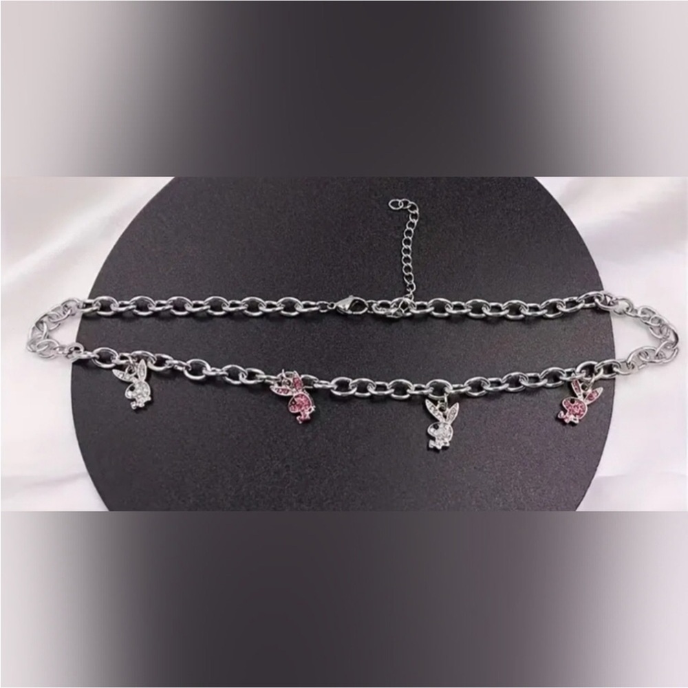 Playboy Bunny Silver Pink Rhinestone Crystal Charm Chain
Lolita Necklace - Picture 2 of 3